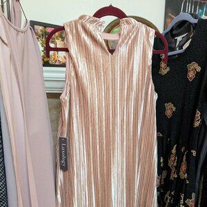 Luxology Blush Pink Crushed Velvet Dress Sleeveless